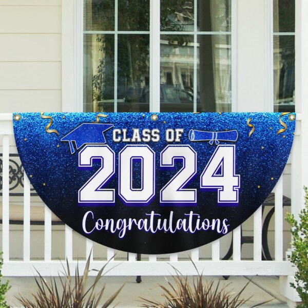 Class Of 2024 Congrats Senior Graduation 2024 Non-Pleated Fan Flag TQN2987FL