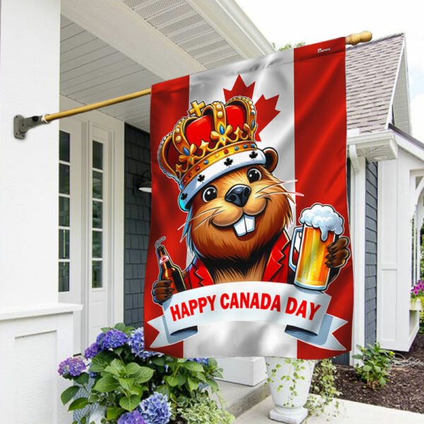 Funny Beaver Happy Canada Day Flag TPT1838F
