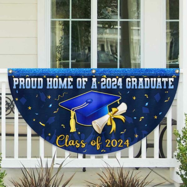 Proud Home Of A 2024 Graduate Graduation Non-Pleated Fan Flag TPT1832FL