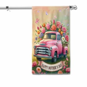 FLAGWIX Happy Mother's Day Pink Truck Flowers Flag MLN2891F