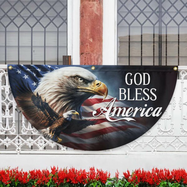 God Bless America Eagle Patriotic Non-Pleated Fan Flag MLN3113FL