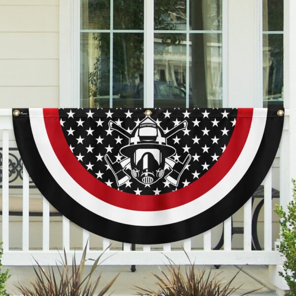 Firefighter Fireman Thin Red Line Non-Pleated Fan Flag TQN3136FL