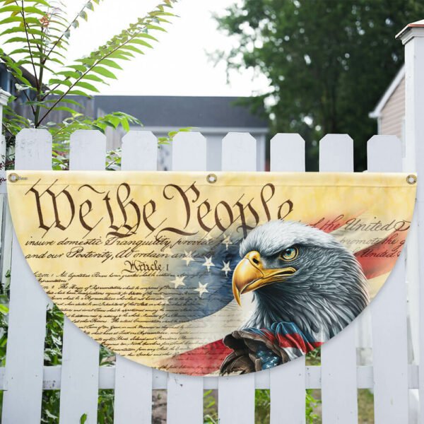Happy 4th Of July, We The People. Patriotic American Eagle Non-Pleated Fan Flag TPT1880FL