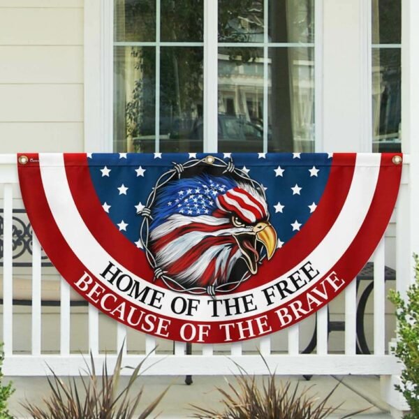 Happy 4th of July, Home Of The Free Patriotic Eagle American Non-Pleated Fan Flag TPT1873FL