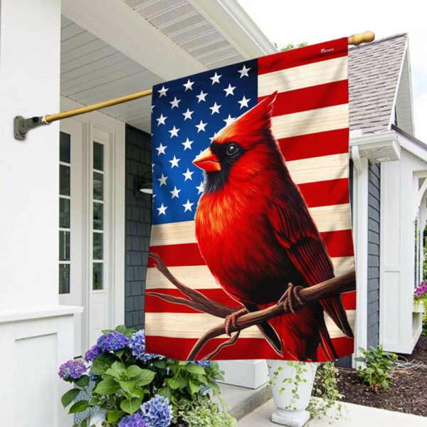 Patriotic Cardinal Bird American Flag TQN3038F