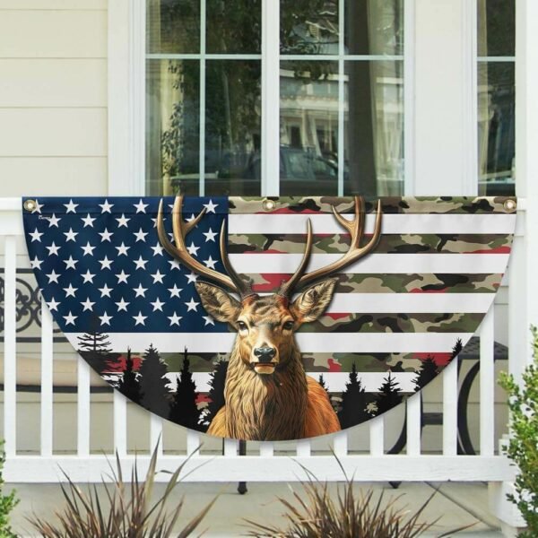 Deer Hunting American Flag Non-pleated Fan Flag TQN3134FL