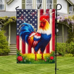 Rooster Patriotic 4th of July Flag MLN3107F