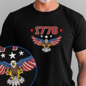 Happy 4th of July, Patriotic Eagle America 1776 Embroidered T-Shirt TPT1900TS