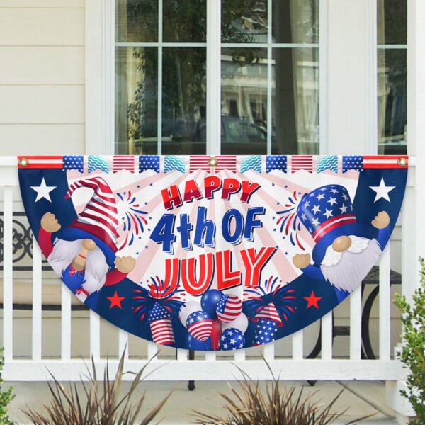 Happy 4th Of July Independence Day Gnomes Non-Pleated Fan Flag TQN3109FL