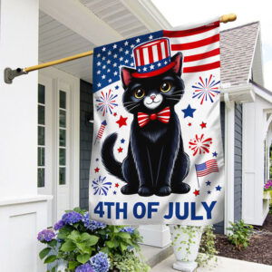 Black Cat Happy 4th Of July Independence Day Flag TQN3153F