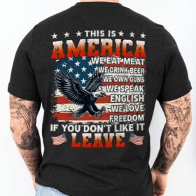 Retro American Flag US Veteran Shirt, This Is A America, If You Don't Like It LEAVE HTT91HVN