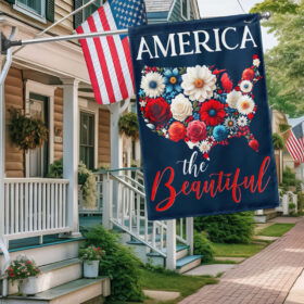 America The Beautiful Floral USA Map 4th Of July Flag TQN3185F