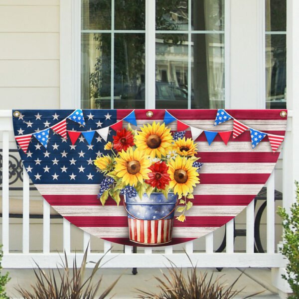 Sunflowers Happy 4th of July Patriotic Non-Pleated Fan Flag MLN3165FL