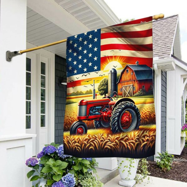 Tractor 4th of July So God Made a Farmer American Flag TQN3078F