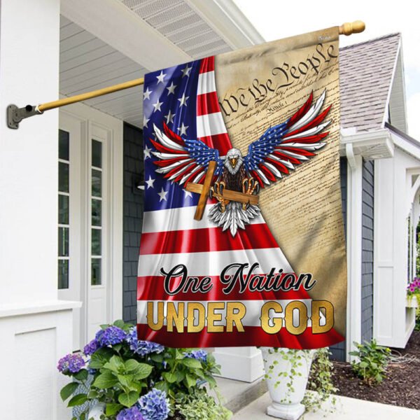 One Nation Under God Patriotic Eagle Cross Flag MLN2997F