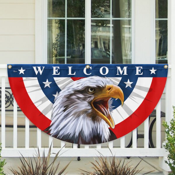 Patriotic Eagle Welcome American  Non-Pleated Fan Flag MLN3138FL