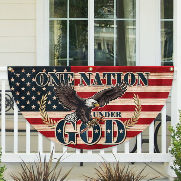One Nation Under God Patriotic Eagle 4th Of July Non-Pleated Fan Flag TQN3169FL