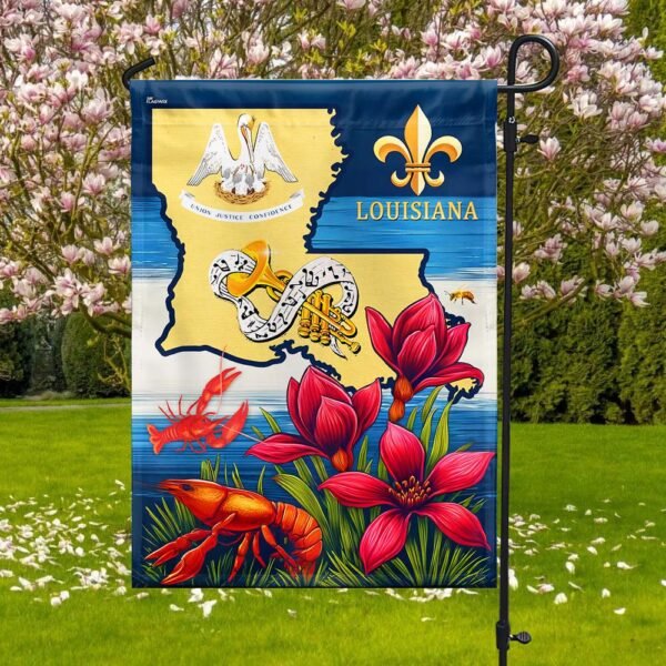 Louisiana State Fleur-de-lis and Magnolia Flower Flag MLN3036F