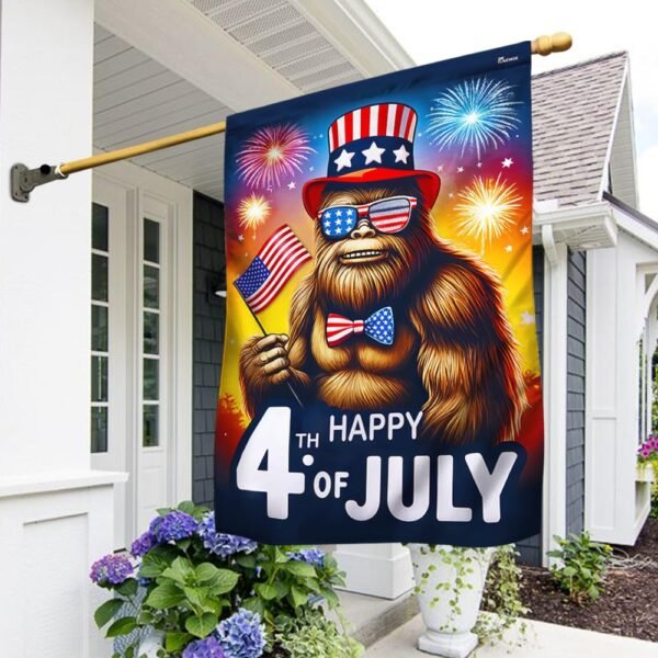 Patriotic Bigfoot Sasquatch Happy 4th Of July Independence Day Flag TQN3166F