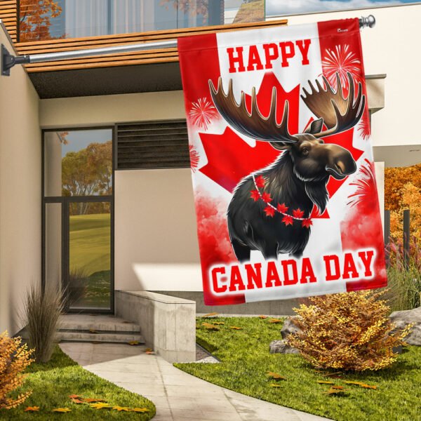 Happy Canada Day Moose Flag TPT1842F