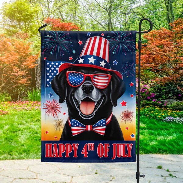 Black Labrador Dog Happy 4th Of July Flag TQN3165F