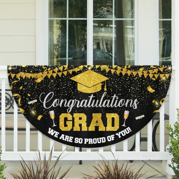 Congratulations Graduate, We Are So Proud Of You Graduation Non-Pleated Fan Flag TPT1831FL