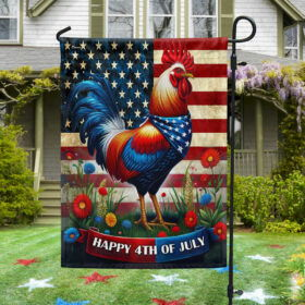 Patriotic Rooster 4th Of July Flag TQN3053F