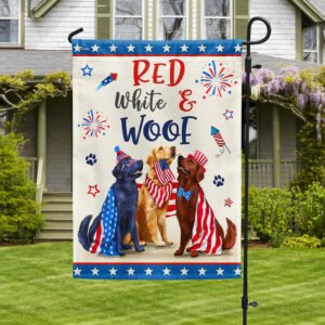 Red White & Woof Happy 4th of July Dogs Flag MLN3092F