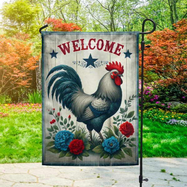 Rooster Chicken Welcome Farmhouse Flag TQN3056F