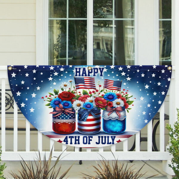 Independence Day Patriotic Flowers 4th Of July Floral Non-Pleated Fan Flag TQN2569FL