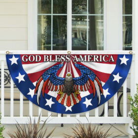 God Bless America Patriotic Eagle Non-Pleated Fan Flag MLN3330FL