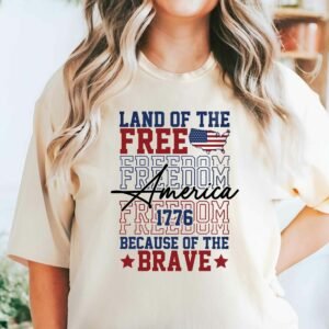 Gifts For 4th Of July, USA Flag Tee, Land Of The Free America T-Shirt VTM110TS
