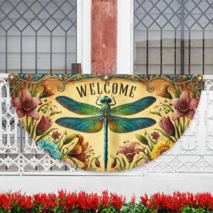 Dragonfly Welcome Summer Non-Pleated Fan Flag TQN3342FL