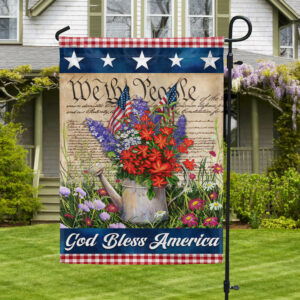 God Bless America Patriotic Flowers Happy 4th of July Flag MLN3254F