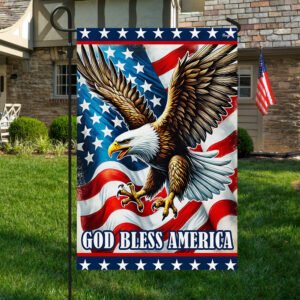 God Bless America Patriotic Eagle Flag MLN3352F