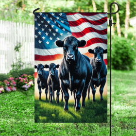 Black Angus Cattle American Flag MLN3316F