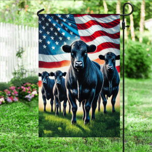 Black Angus Cattle American Flag MLN3316F