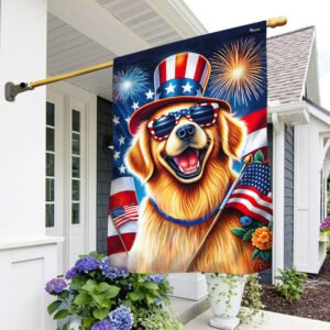 Golden Retriever Dog Happy 4th Of July Flag TQN3164F