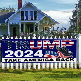 Trump 2024 Take America Back Patriotic Eagle Trump Fence Banner TPT1941FB