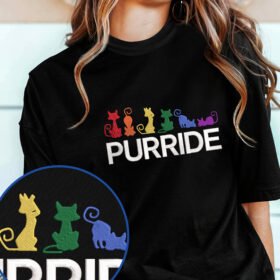 LGBT Shirts, Pride Month Purride Funny Cats LGBT Embroidered T-shirt TPT1939ES