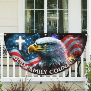 Patriotic Eagle God Family Country Non-Pleated Fan Flag MLN3339FL