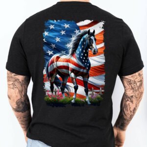 Horse Wrapped In Glory. American Patriotic Horse T-Shirt MLN3274TS