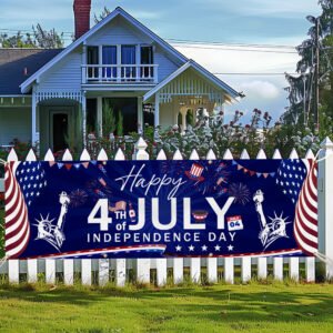 Happy 4th of July Independence Day July 4th Patriotic American Fence Banner TPT1980FB