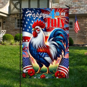Patriotic Rooster Farm Life 4th of July Flag MLN3276F