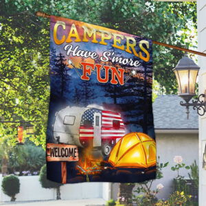 Happy Campers Welcome Summer Camping American Flag TPT2007F