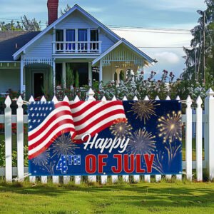 Happy 4th of July Independence Day July 4th Patriotic American Fence Banner TPT1979FB