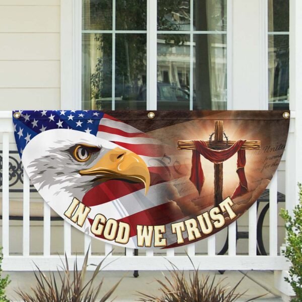 Christian Cross Eagle In God We Trust Non-Pleated Fan Flag MLN3212FL