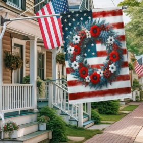 Floral Wreath 4th Of July American Flag TQN3283F