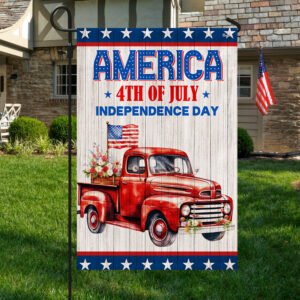 Red Truck America 4th of July Independence Day Flag MLN3249F