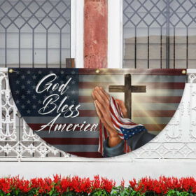 Christian Cross God Bless America Non-Pleated Fan Flag MLN3262FL